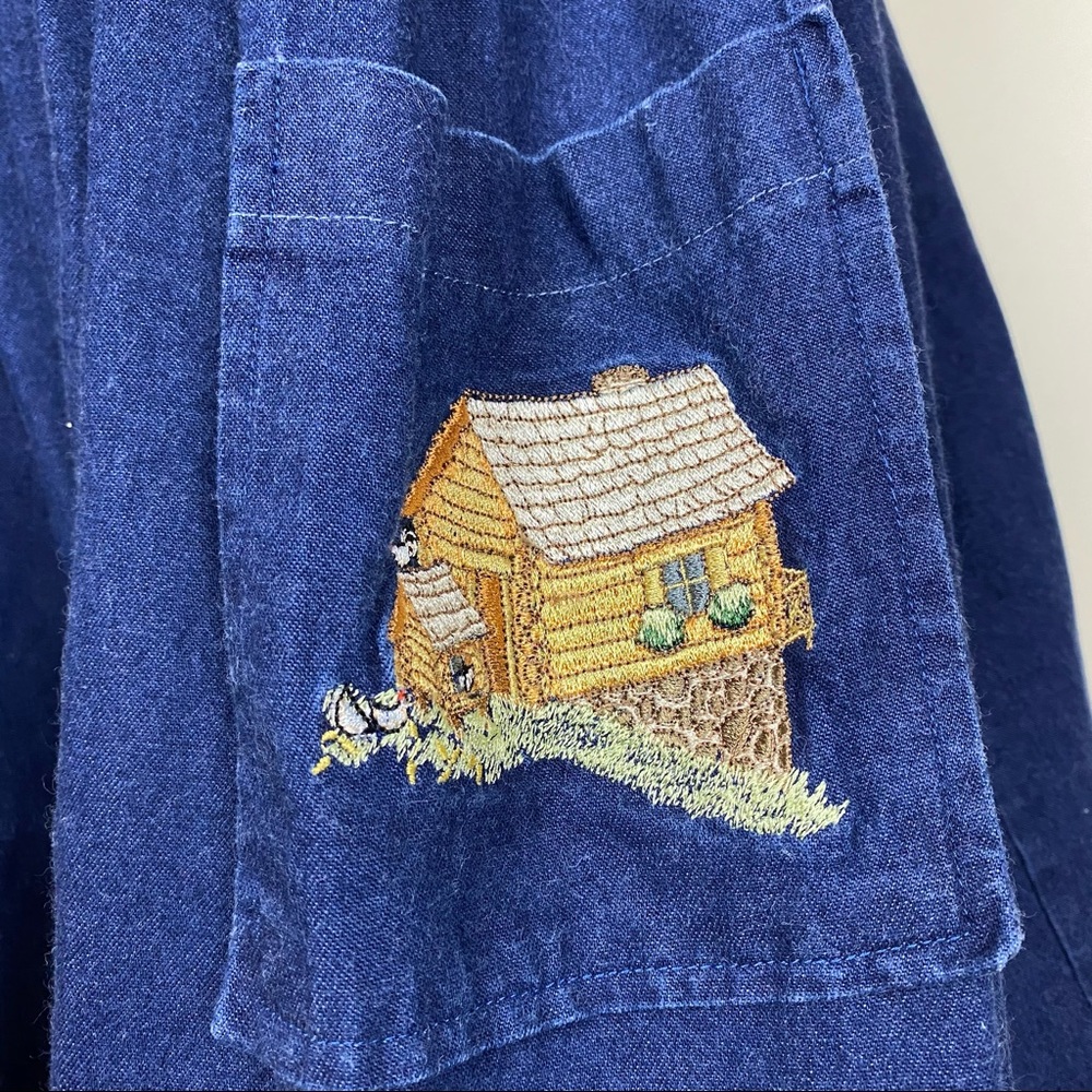 Embroidered Denim Jumper Dress - Picture 10 of 15